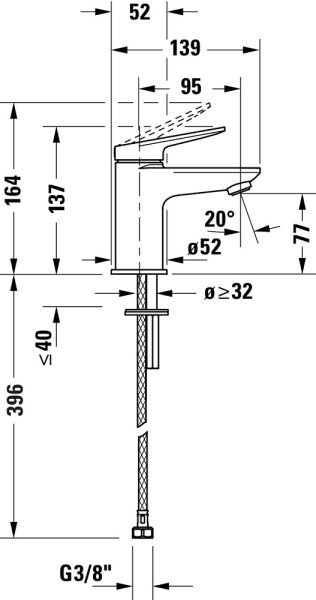 Duravit Wave Einhebel-Waschtischarmatur S, ohne Ablaufgarnitur, schwarz matt WA1010002046