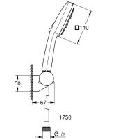 Vorschau: Grohe Tempesta Cube 110 Wandhalterset mit Brauseschlauch 175cm, 3 Strahlarten, 7,4 l/min, chrom