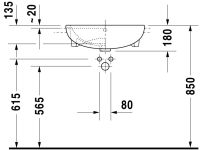 Vorschau: Duravit ME by Starck Halbeinbauwaschtisch rechteckig 55x45,5cm, mit Überlauf, mit Wondergliss, weiß 03785532001