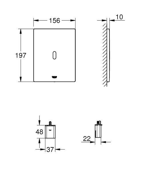 Grohe Tectron Bau E Infrarot-Elektronik für WC-Spülkasten, Batteriebetrieb