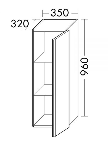 Burgbad Iveo Halbhoher Schrank mit 1 Tür UHHX035RF2833G0161