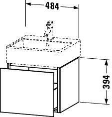 Duravit L-Cube Waschtischunterschrank wandhängend 48x46cm mit 1 Schublade für Vero Air 235050