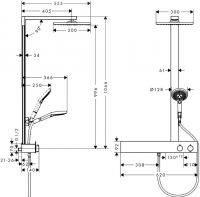 Vorschau: Hansgrohe Raindance E Showerpipe 300 1jet EcoSmart mit ShowerTablet 600, chrom