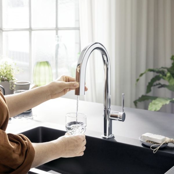 Hansgrohe Aqittura M91 Küchenarmatur mit FilterSystem 210 Ausziehauslauf 1jet sBox, chrom 76826000