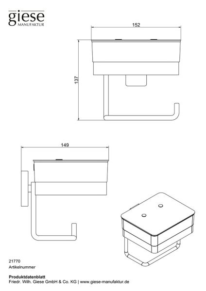 Giese Gifix 21 WC Duo für Feuchtpapier mit Papierhalter, schwarz matt
