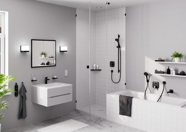 Hansgrohe RainDrain Spot Komplettset 15/15cm, befliesbar & Installationsset, edelstahl gebürstet