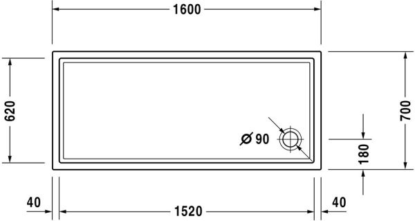 Duravit Starck Slimline Duschwanne rechteckig 70x160cm, Sanitäracryl, weiß