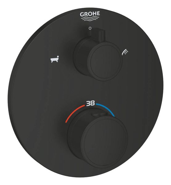 Grohe Grohtherm Wannenthermostat, 2-Wege-Umstellung, rund, matt black 1022102430