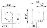 Vorschau: Keuco IXMO 2-Wege Umstellventil m. Schlauchanschluss Rosette eckig m. Griff Comfort