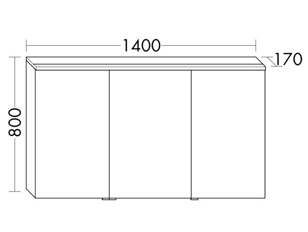 Burgbad Eqio Spiegelschrank mit horizontaler LED-Beleuchtung und 3 Spiegeltüren, 140x80cm