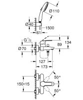 Vorschau: Grohe Eurostyle Cosmopolitan Einhand-Wannenbatterie, mit Brausegarnitur Tempesta 110, chrom