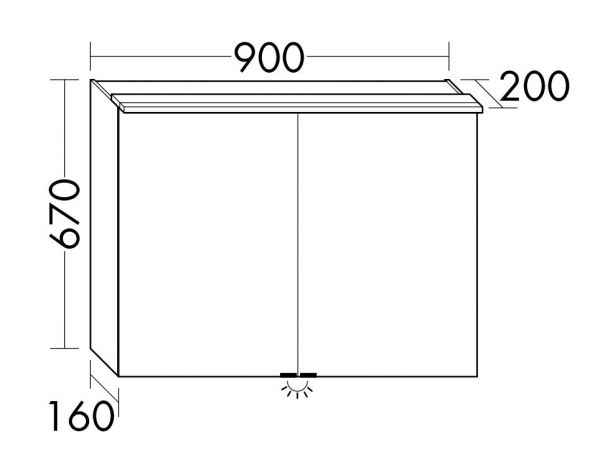 Burgbad Junit Spiegelschrank mit horizontaler LED-Beleuchtung, 2 Spiegeltüren, 90,6x67cm