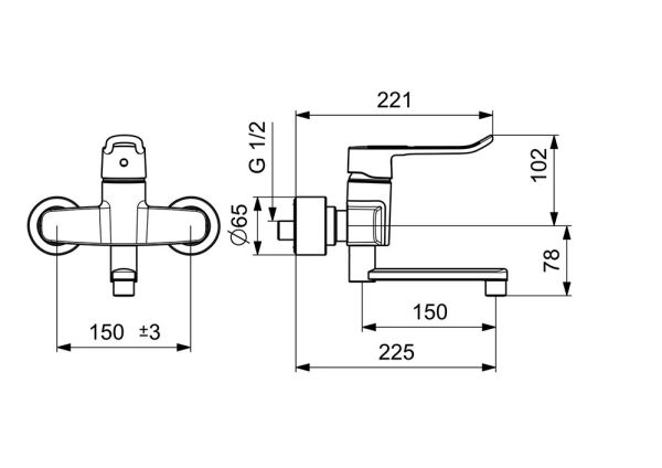 Hansa Hansaclinica Waschtischbatterie, Bügelhebel, Ausladung 277mm, chrom