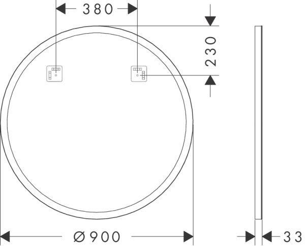 hansgrohe Xarita Lite S Spiegel rund, LED-Beleuchtung, Wandschalter