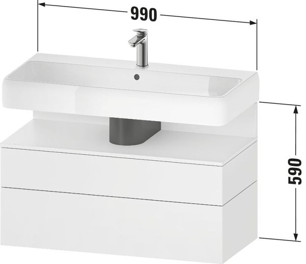 Duravit Qatego Unterschrank 99x47cm in graphit supermatt Antifingerprint, mit offenem Fach