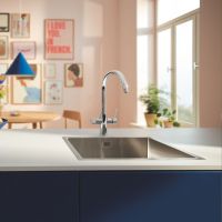 Vorschau: Grohe Blue Pure StartCurve Küchenarmatur Starter Set, schwenkbarer C-Auslauf mit Aktivkohle-Filter, chrom 