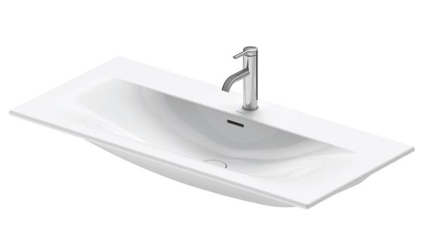 Duravit Viu Waschtisch rechteckig 103x49cm, mit Ablaufventil und Überlauf, 1 Hahnloch, WonderGliss, weiß 23441000001