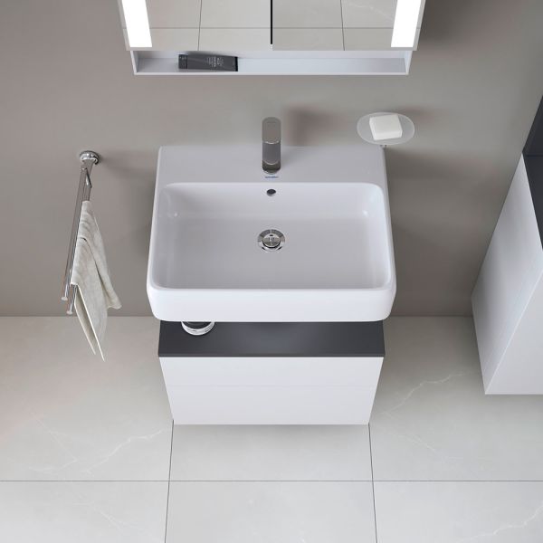 Duravit Qatego Unterschrank 59x47cm in weiß supermatt Antifingerprint, mit offenem Fach