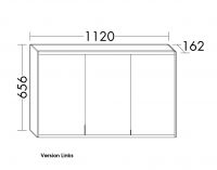 Burgbad Yso Spiegelschrank mit horizontaler LED-Beleuchtung, 3 Spiegeltüren, 112x65,6cm SPHA110LF2119PN280