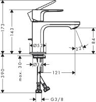 Vorschau: Hansgrohe Rebris E Einhebel-Waschtischarmatur 80 CoolStart wassersparend, chrom 72587000