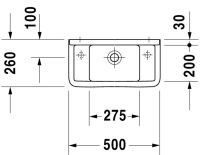 Vorschau: Duravit Starck 3 Handwaschbecken rechteckig 50x26cm, ohne Hahnloch, mit Überlauf, weiß 0751500000