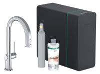 Hansgrohe Aqittura M91 Küchenarmatur mit SodaSystem 210 Starter Set, mit sBox lite, chrom 76839000