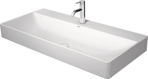 Duravit DuraSquare Waschtisch rechteckig 100x47cm, ohne Überlauf, mit Hahnloch und WonderGliss, weiß 23531000711