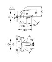 Vorschau: Grohe Eurosmart Einhand-Wannenbatterie, chrom 33300003