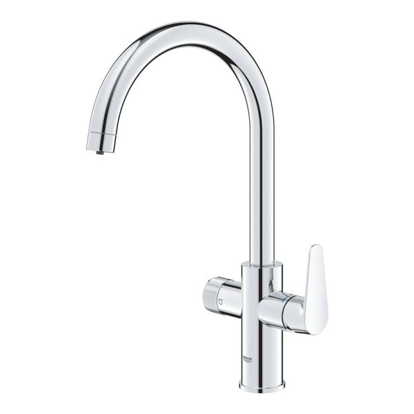 Grohe Blue Pure StartCurve Einzelarmatur, schwenkbarer C-Auslauf mit Filterfunktion, chrom