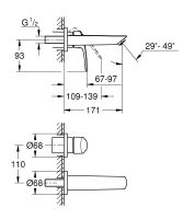 Vorschau: Grohe Eurosmart 2-Loch-Waschtischbatterie, Ausladung 171mm, chrom