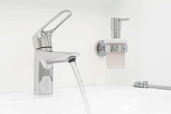 Grohe Eurosmart Einhand-Waschtischbatterie S-Size mit Verbrühschutz, offener Hebelgriff, chrom