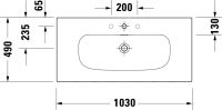 Vorschau: Duravit Viu Waschtisch rechteckig 103x49cm, mit Ablaufventil und Überlauf, 1 Hahnloch, WonderGliss, weiß 23441000001