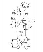 Vorschau: Grohe Eurosmart Wannenarmatur mit Brausegarnitur, wassersparend, chrom