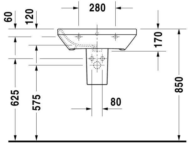 Duravit DuraStyle Waschtisch 60x44cm, mit 1 Hahnloch, mit Überlauf, weiß 2319600000