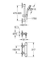 Vorschau: Grohe Grohtherm 1000 Thermostatbatterie mit Brausegarnitur 60cm, chrom