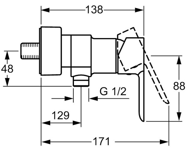 Hansa Hansaligna Einhand-Brause-Batterie, für Wandaufbau, chrom