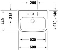 Vorschau: Duravit DuraStyle Waschtisch 60x44cm, mit 1 Hahnloch, mit Überlauf, weiß 2319600000