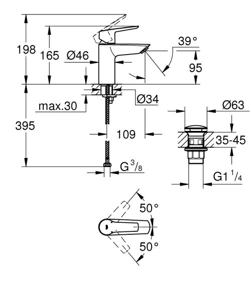 Grohe Start Einhand-Waschtischbatterie S-Size, schwarz matt 235502432