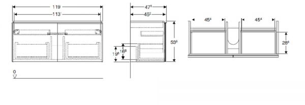 Geberit Acanto Unterschrank mit 2 Schubladen für Waschtisch 120cm