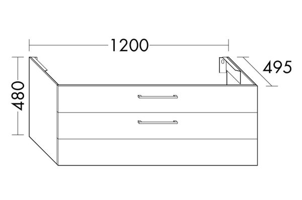 Burgbad Crono Waschtischunterschrank für Aufsatzwaschtisch mit 2 Auszüge, 120x48cm WUTB120F1786G0141