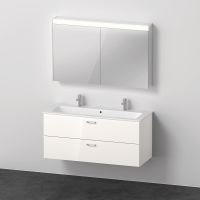 Duravit XBase Badmöbel-Set 123cm mit ME by Starck Doppelwaschtisch und Spiegelschrank