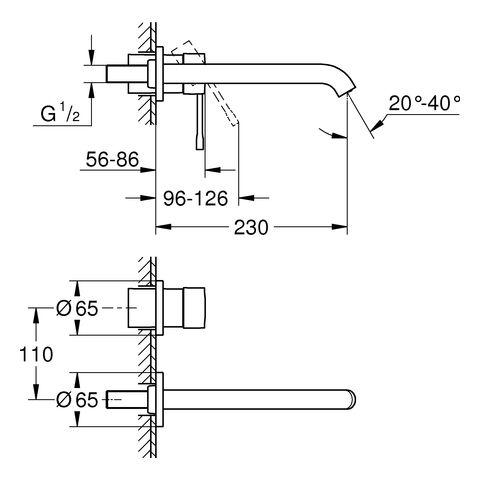 Grohe Essence 2-Loch-Waschtischbatterie Ausladung 230mm, cool sunrise