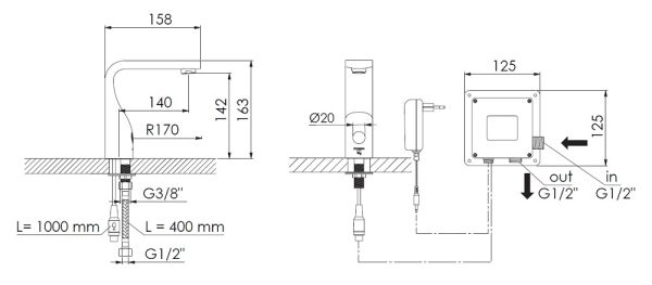 Steinberg Serie 230 Elektronik-Waschtischarmatur mit Infrarot Sensor, chrom