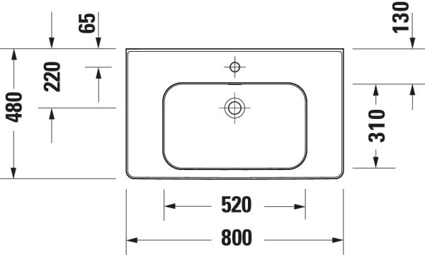 Duravit Soleil by Starck Waschtisch 80x48cm, mit Überlauf, ohne Wondergliss, weiß 2377800000