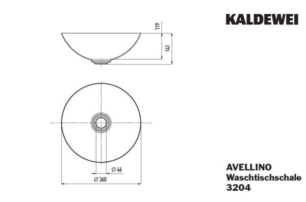 Kaldewei Avellino 3204 Waschtisch-Schale rund Ø36cm, Perl-Effekt, beidseitig emailliert