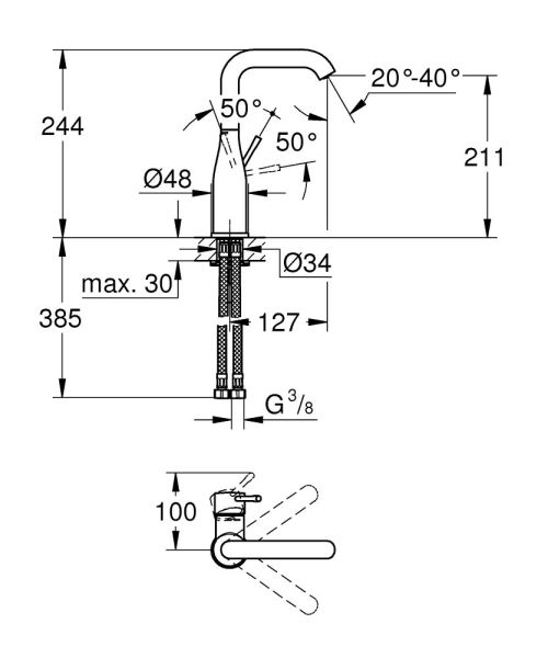 Grohe Essence Waschtischbatterie L-Size, schwenkbar