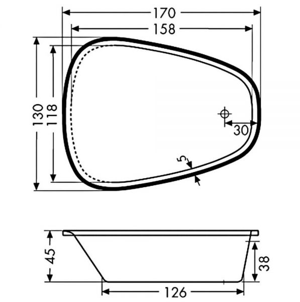 Polypex INSIEME Badewanne 170x130cm