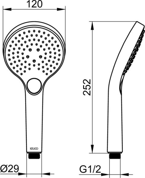 Keuco IXMO Handbrause mit 3 Strahlarten Ø120mm