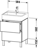 Vorschau: Duravit L-Cube Waschtischunterschrank bodenstehend 58x46cm mit 2 Schubladen für Vero Air 235060, techn. Zeichnung