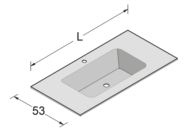 Artelinea Monolite Basin Top Waschtisch 90x53cm, opalite bianco